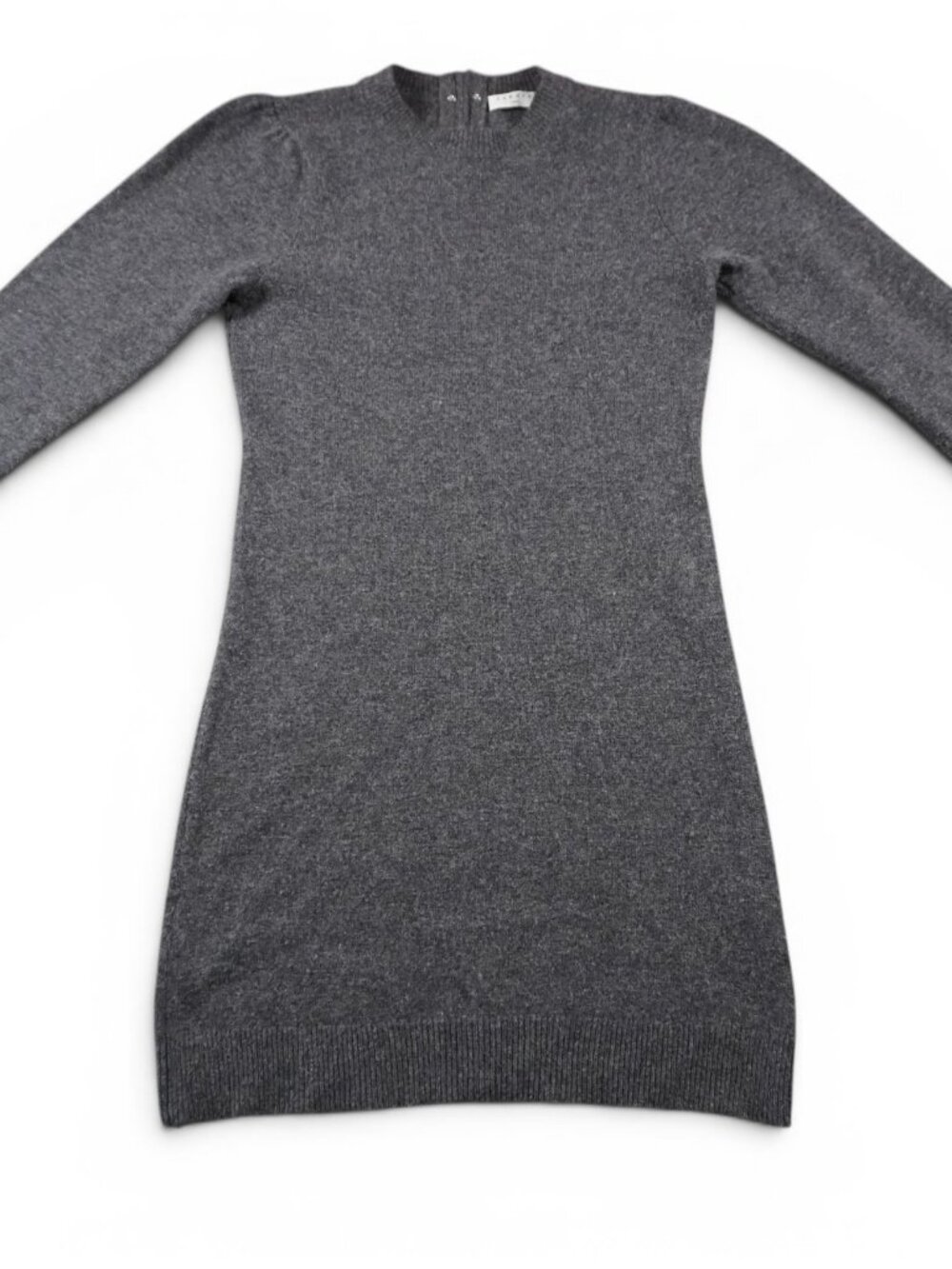 Sandro Ancolie Sweater Dress Womens 38 Gray Mock Neck Long Sleeve Wool Knit Zip